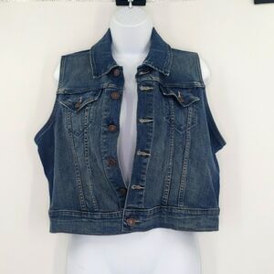 Levi’s Blue Denim Button Front Red Tag Vest sleeveless jean Jacket